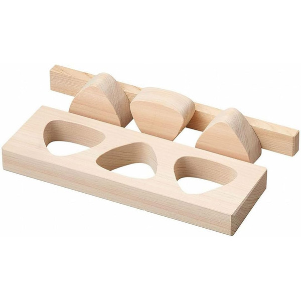 TIKUSAN Wooden Onigiri Mold Musubi Maker Japanese Rice Ball Press Hinoki Japanese Cypress Onigiri Mold Tray Made in Japan (Type2 3 Molds)