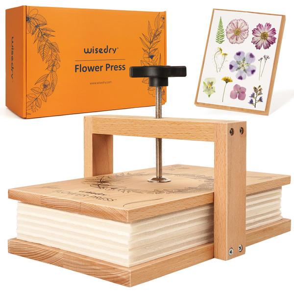 wisedry Flower Press Kit, Easy One-Step Pressing, Even Pressure, 6 Layers, 10 x 6 inch Flower Press Kit for Kids and Adults, Great Gifts for Anyone Who Loves Flowers and Crafts, Gift Box & User Guide