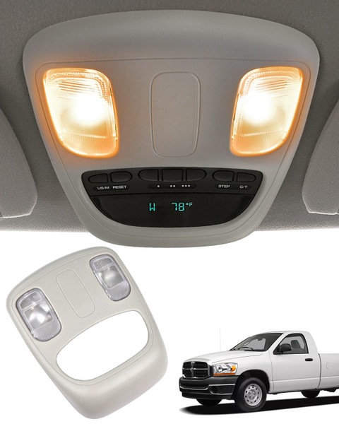 TOP-MAX Overhead Console Dome Light Replacement for 2002-2010 Dodge Ram 1500 2500 3500 4500 5500, Interior Roof Map Reading Lamp Replaces 1DK78BD1AA, 1DK78TL2AA