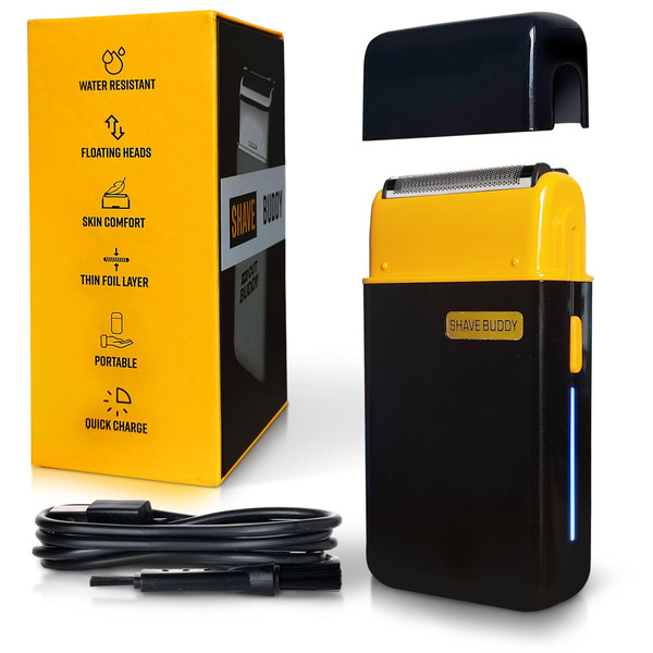 The Cut Buddy Shave Buddy, Compact Foil Electric Shaver for Face & Body, Maintains 5 O'Clock Shadow, Lightweight & Water Resistant, 1 Count - Black