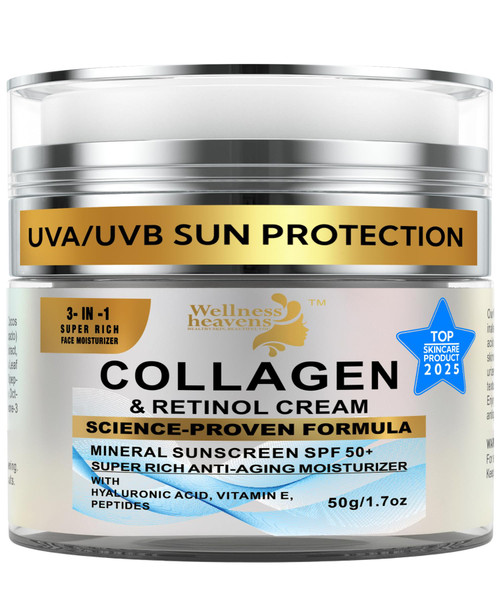 Anti-Aging Face Moisturizer for Face, Collagen, Retinol, Hyaluronic Acid Cream, Age-Defying, Lift & Firm Cream, Face Moisturizer with SPF, Daily Face Sunscreen, Lotion, Great for Dry, Aging Skin 1.7oz