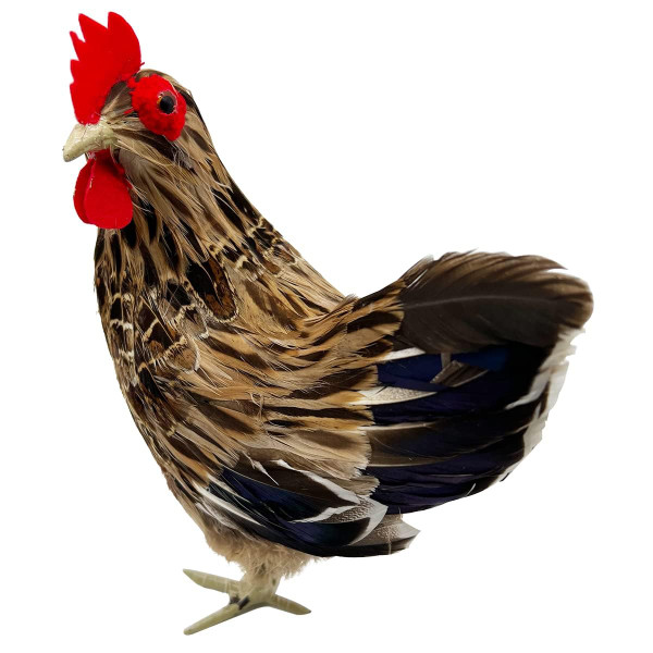 LWINGFLYER Artificial Feather Hen Chicken Statue Ornaments DIY Craft for Home Wedding Easter Decoration Farm Garden Decor Figurines Party Decor Teaching Props (Medium)