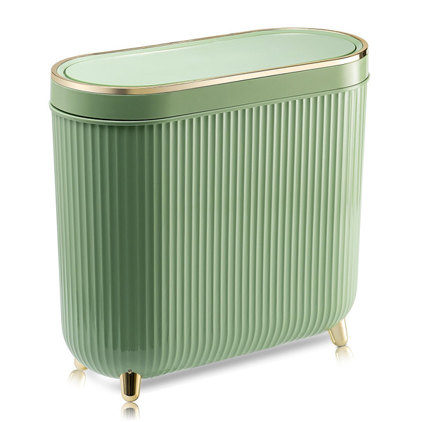 Supteron Bathroom Trash Can with Lid 3.2 Gallon Narrow Trash Can Small Plastic Trash Bin 12 Liter with Press Type Lid for Bedroom Bathroom, Mint Green Supteron Bathroom Trash Can with Lid 3.2 Gallon Narrow Trash Can Small Plastic Trash Bin 12 Liter with Press Type Lid for Bedroom Bathroom, Mint Green