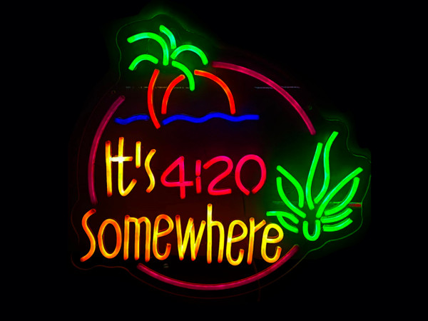 desung New 17""x17"" Its 420 It's 4:20 Somewhere High Life Leaf Palm Tree Neon Sign Man Cave Signs Sports Bar Pub Beer Neon Lights Lamp LED Neon Light Handmade LED Neon Tubing Signs