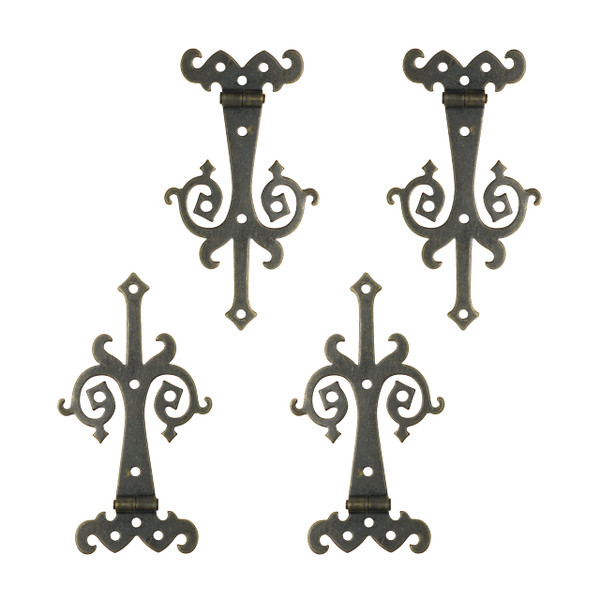 Backwoods Provisions 2-3/8" Medieval Scroll Hinge - Steel with Bronze Finish - Set of 4