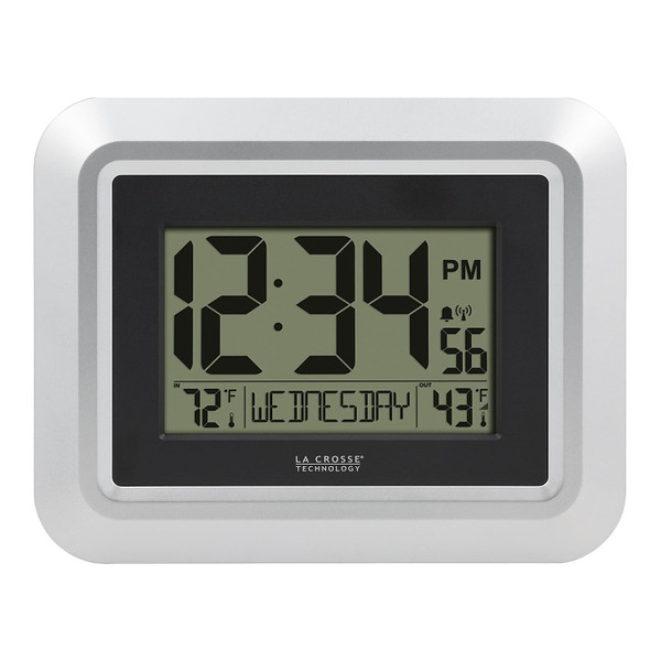 La Crosse Technology 513-1918S-INT Atomic Digital Wall Clock with Outdoor Temperature