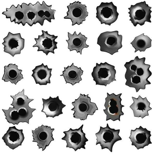Jutom 24 Pcs Bullet Hole Cruise Door Decorations Fake Magnetic Bullet Hole Decals Car Magnets Magnetic Stickers for Car Refrigerator, Crime Scene Game Prop, Western Party Supplies