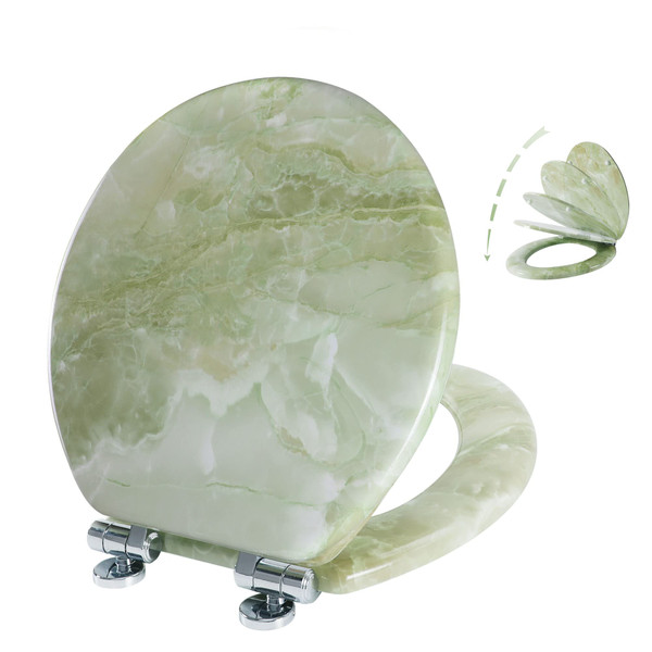 Angel Shield Marble Toilet Seat Durable Molded Wood with Quiet Close, Easy Clean, Quick-Release Hinges Round Toilet Seat (Round, Green Marble) Angel Shield Marble Toilet Seat Durable Molded Wood with Quiet Close, Easy Clean, Quick-Release Hinges Round Toilet Seat (Round, Green Marble)