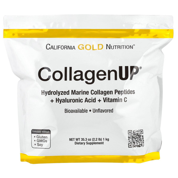 California Gold Nutrition CollagenUP®, Hydrolyzed Marine Collagen Peptides with Hyaluronic Acid and Vitamin C, Unflavored, 2.2 lb (1 kg) California Gold Nutrition CollagenUP®, Hydrolyzed Marine Collagen Peptides with Hyaluronic Acid and Vitamin C, Unflavored, 2.2 lb (1 kg)