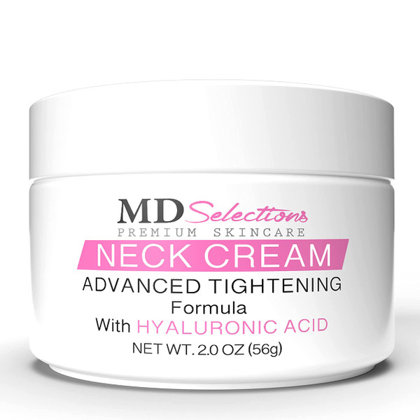 MD Selections Neck Cream with Hyaluronic Acid - Anti Ageing Neck Firming Cream, Advanced Tightening Cream to Reduce Chin, Chest Area, Neck Lines, and Décolleté for Youthful Skin, 2 Oz