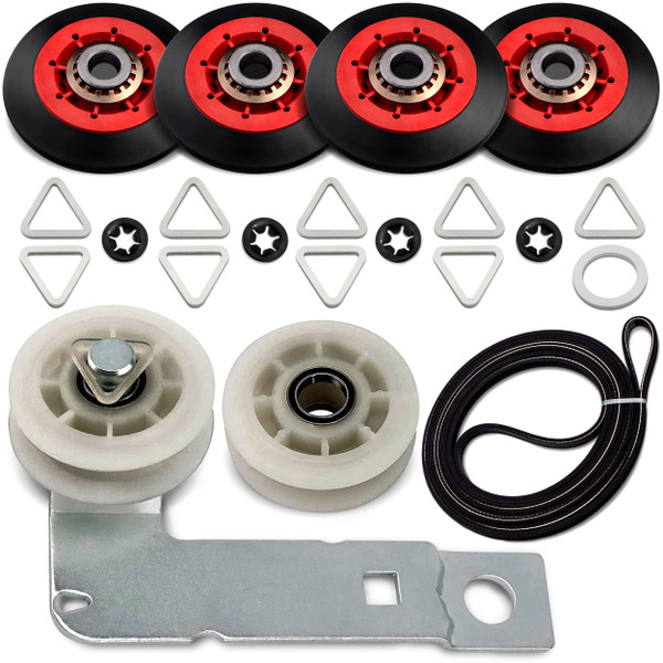 W10837240 4392067 Dryer Repair Kit Belt Idler Pulley 3387610 279640 661570V 80047 Drum Roller Bearing for Whirlpool Cabrio Duet Maytag Bravos XL Kenmore Elite Model 110 Series Dryer Replacement Parts