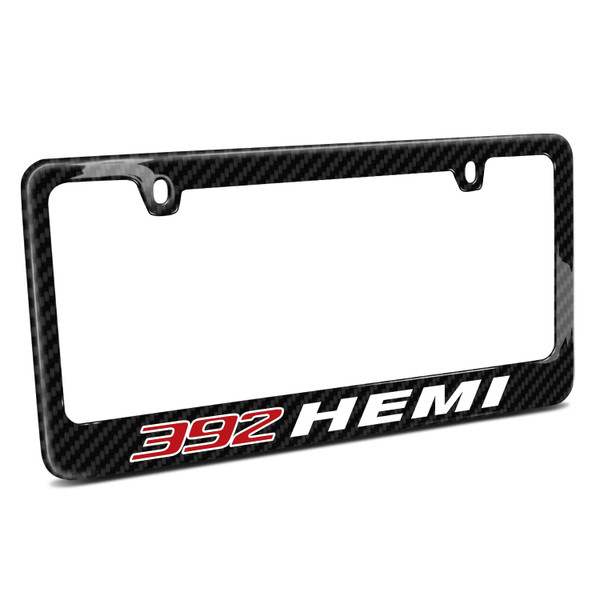 iPick Image Made for HEMI 392 Black Real 3K Carbon Fiber Glossy Finish License Plate Frame