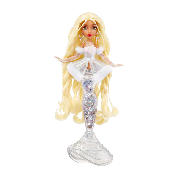 MERMAZE MERMAIDZ™ Winter Waves Gwen™ Mermaid Fashion Doll with Color Change Fin, Glitter-Filled Tail and Accessories 13.5 Inch