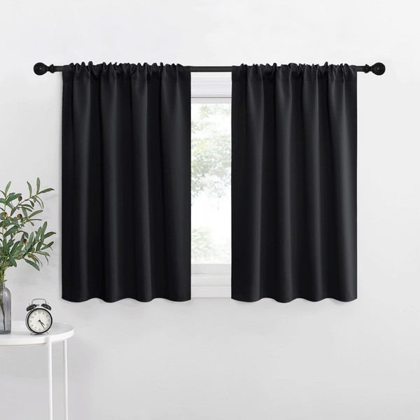 NICETOWN Short Curtains 36 inches Long, Black Out RV Bunk Panels, Kitchen Window Curtains Over Sink, Thermal Insulating Blackout Drapes/Draperies for Small Window (2 Panels, 42 inches Wide)