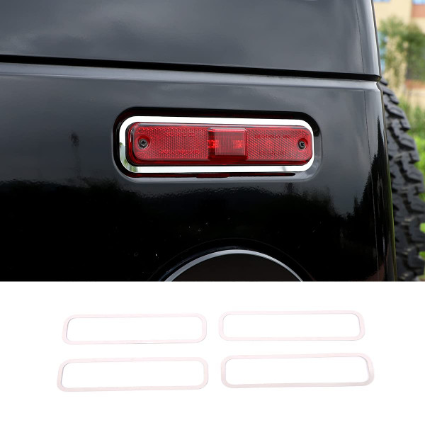 Fgtagtal Side Marker Light Cover Compatible with Hummer H2 2003-2009, Side Turn Signal Light Decorative Frame, Auto Exterior Light Protection Kit, Chrome Silver, 4PCS