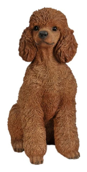 HiLine Gift Ltd. Poodle Sitting Statue Brown White 15.5" x 9" x 19"