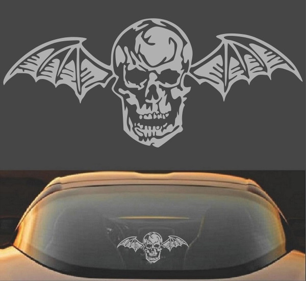 Avenged Sevenfold A7X Death Bat Metal Band Vinyl Decal Sticker (9" x 4", Metallic Silver)