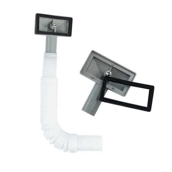 Qrity 1 x Overflow Pipes, Overflow Pipe for Extending Sink, Square Interface (Size: 63.5 x 40 mm), Tube length 250 mm, Diameter 26 mm (Inner Diameter: 21 mm)