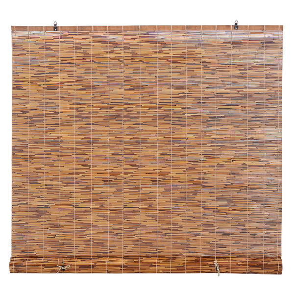 Forever Bamboo Light-Filtering Cord-Free Bamboo Reed Roll-Up Blind Shades for Windows Manual Roman Blinds Coffee 72 in W x 72 in H