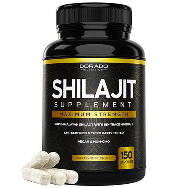 Shilajit Capsules (150 Count,10,000mg per Serving) Shilajit Supplement for Men & Women with Naturally Occuring Fulvic Acid - Himalayan Capsules Dietary Supplement - NON GMO, Made in USA