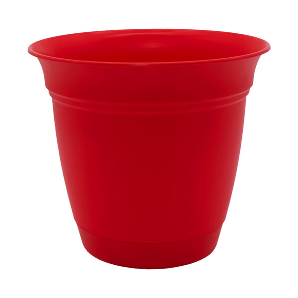 The HC Companies Eclipse Round Planter with Saucer - Outdoor & Indoor Plant Pot with Drainage Holes - Lightweight, UV-Resistant Plastic Pots for Plants, Flowers & Herbs (20" Red, Pack of 1)