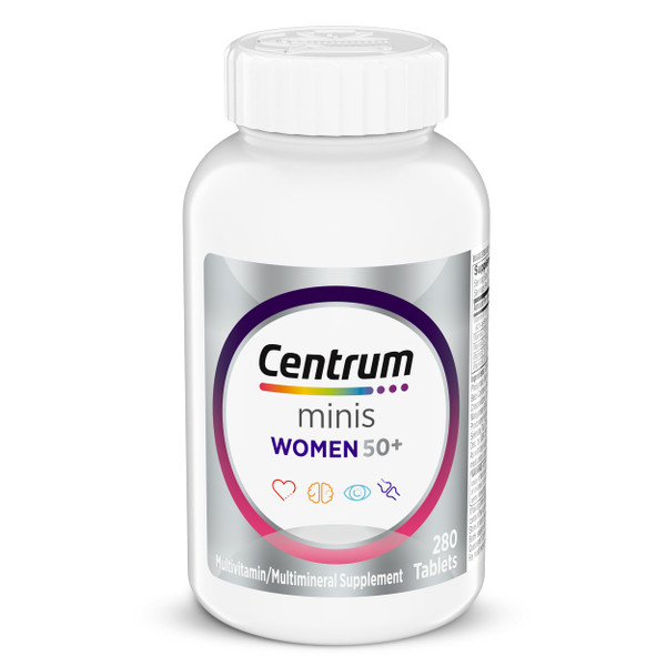 Centrum Minis Silver Women's Multivitamin for Women 50 Plus, Multimineral Supplement with Vitamin D3, B Vitamins, Non-GMO Ingredients, Supports Memory and Cognition in Older Adults - 280 Ct