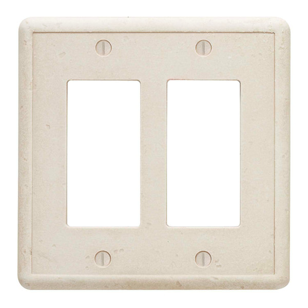 Questech Light Switch Covers, Double Rocker Wall Plates for Electrical Outlets, 2-Gang Double Decorator GFCI Switch Plates Standard Size, Decorative Tumbled Texture, Sand