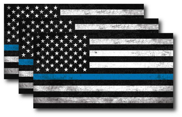3 I Support Police Officer Thin Blue Line American Flag Decal Sticker Window Car