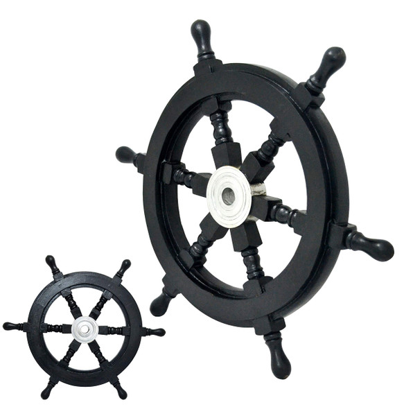 Brass Nautical Ship Wheel Boat's Wheel in Black Finish & Aluminum Hull (30 inches) Brass Nautical Ship Wheel Boat's Wheel in Black Finish & Aluminum Hull (30 inches)