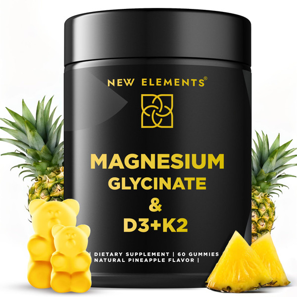 Calm Magnesium Glycinate Gummies 500mg with High-Potency Vitamin D3 10000iu & Vitamin K2 100mcg | Stress Relief, Relaxation & Bone Support for Adults | Vegan, Non-GMO, Gluten-Free, Pineapple Flavor