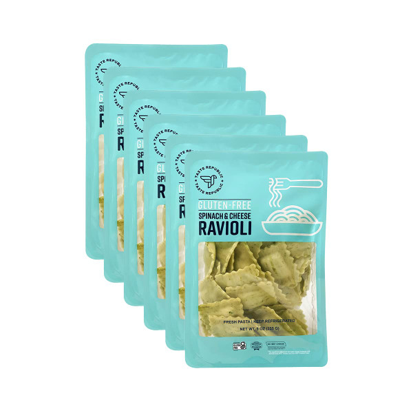 Spinach and Cheese Ravioli, Gluten-Free Fresh Pasta, Cooks in Just 3 Minutes, Taste Republic, Frozen, 9oz (6 pack)