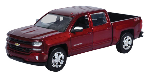 2017 Chevy Silverado 1500 LT Z71 Crew Cab Pickup Truck Burgundy Red 1/24 Diecast Model by Motormax 79348