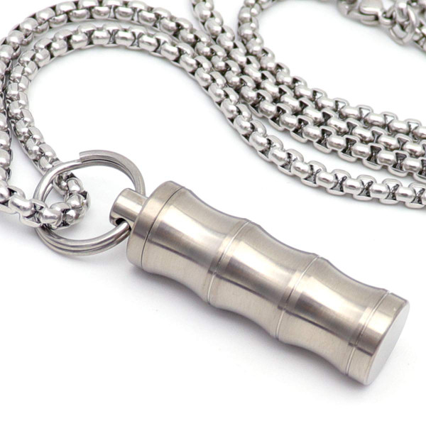 Titanium Small Pill Box Titanium Pill Case Necklace Nitro Mini Waterproof Keychain Pill Holder Lightweight Charming Pendant Necklace Pill Container for Purse Stocking Stuffers for Women Men