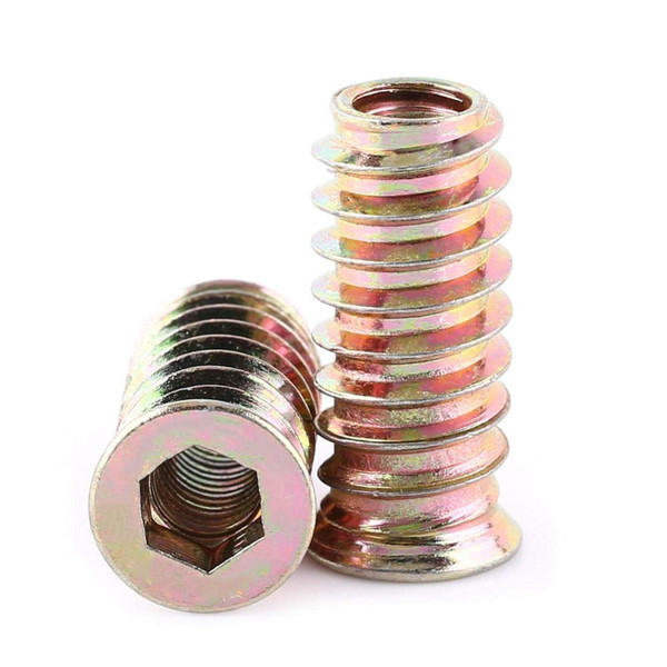 20Pcs/Pack M6 Threaded Inserts, Zinc Alloy Furniture Hex Drive Nut Threaded Insert Wood Insert Nuts Assortment (M6x25mm)