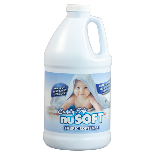 NuSoft 64 fl oz Ultra Concentrated Hypoallergenic Fabric Softener - Enhanced Softness & Freshness, Reduces Wrinkles & Static Cling, Safe on Colors & Delicates, Great for Delicate Skin (419690)