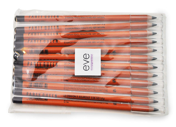 Eyebrow pencils - Party Queen - Light Black - 12 pcs - Excellent Eyebrow Designing tool for Mircroblading and PMU Artist