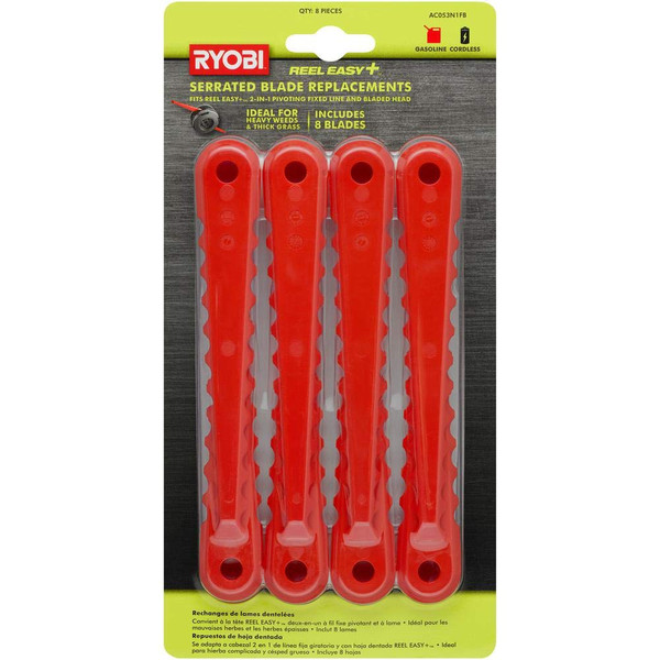 RYOBI AC053N1FB Replacement Blades for 3-in-1 for Fixed String Trimmer Head (8-Pack)
