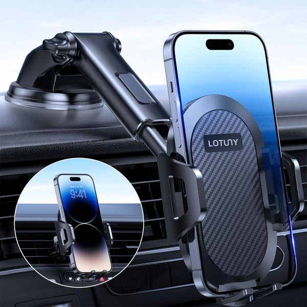 LOTUNY Universal Phone Mount for Car, Reliable Suction Hands-Free Car Phone Holder Mount, Automobile Cell Phone Holder Car for Dashboard Windshield Vent Fit for All Smartphones LOTUNY Universal Phone Mount for Car, Reliable Suction Hands-Free Car Phone Holder Mount, Automobile Cell Phone Holder Car for Dashboard Windshield Vent Fit for All Smartphones