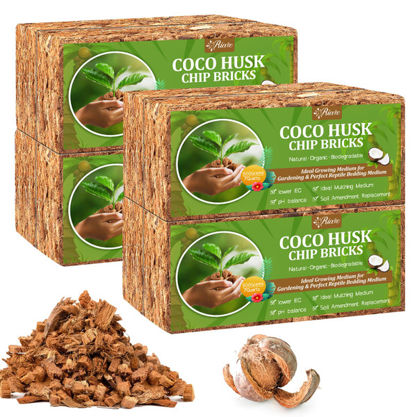 Riare 8 Pack Coco Chips Substrate for Plants- 8.8lb 100% Organic Coconut Husk Brick with Low EC and pH Balanced, High Expansion Coconut Substrate Coco Husk Mulch for Garden Flowers, Herbs, Planting Riare 8 Pack Coco Chips Substrate for Plants- 8.8lb 100% Organic Coconut Husk Brick with Low EC and pH Balanced, High Expansion Coconut Substrate Coco Husk Mulch for Garden Flowers, Herbs, Planting