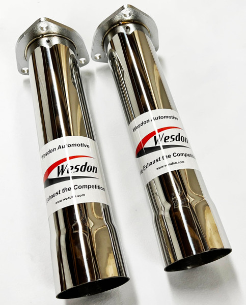 SS Header Collectors 2.50 inch Flange to 2.50 Inch ID Outlet WHC250-250-SS 304 Polished Stainless Steel Pair of Wesdon Collectors