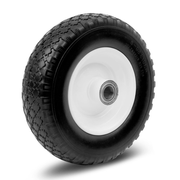 MaxxHaul 50502 12" Flat Free Solid Polyurethane Replacement Tire With 1" Bore Size With Center Hub, Fits 25mm Diameter Shaft/Axle Only, Perfect For Trailer Dolly
