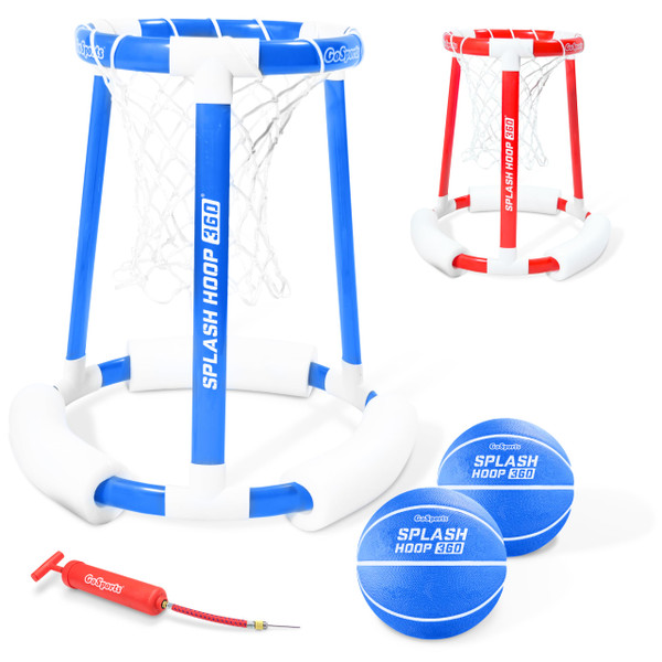 GoSports Splash Hoop 360 Floating Pool Basketball Game Includes Hoop, 2 Balls and Pump