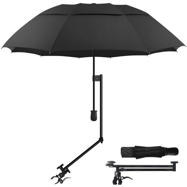 DUOUPA Adjustable Sun Umbrella with Clamp Clip UPF 50+ Portable Folding Umbrella for Patio, Beach Chairs, Camping, Wheelchair Manual Open & Close (Black 43″/Type A) DUOUPA Adjustable Sun Umbrella with Clamp Clip UPF 50+ Portable Folding Umbrella for Patio, Beach Chairs, Camping, Wheelchair Manual Open & Close (Black 43″/Type A)