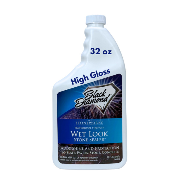 Wet Look Natural Stone Sealer. Durable, Long-Lasting Gloss Protection. Interior and Exterior Pavers, Slate, Sandstone, Travertine, Flagstone, Driveways, Garage Floors, etc. Black Diamond Stoneworks