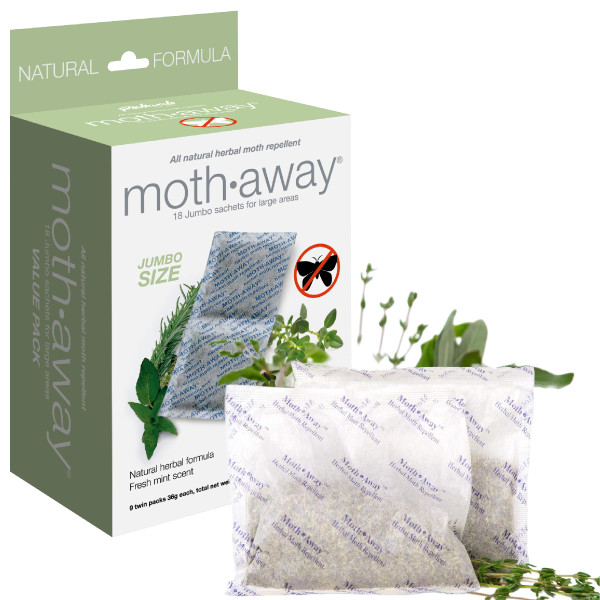 Richards Homewares Moth Away Herbal Repellent – 18 Jumbo Sachets with Hanging Hooks, All-Natural & Non-Toxic Moth Protection, Fresh Mint Scent, Made in USA