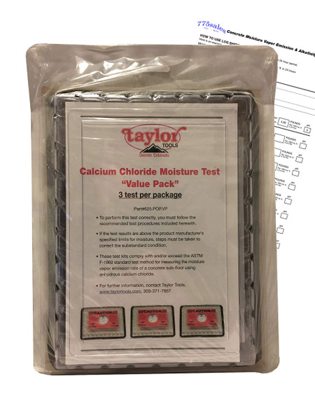 Calcium Chloride Moisture Test Kit Value Pack 3 Pack - Concrete Moisture Test - Includes Custom Log Sheet