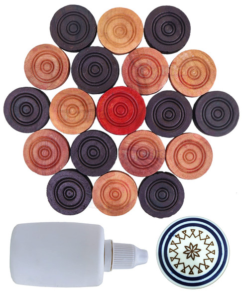 Toyshine Carrom Playing Coins and Powder | 20 Wooden Coins | 1 Striker | 1 Urea Powder Toyshine Carrom Playing Coins and Powder | 20 Wooden Coins | 1 Striker | 1 Urea Powder