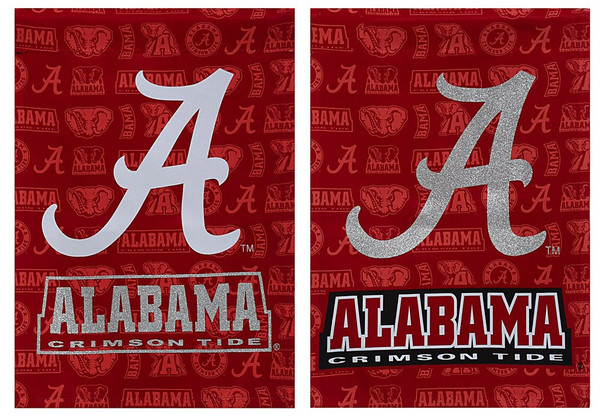 Team Sports America Flag, Suede, Glitter, DS, Garden Size, University of Alabama