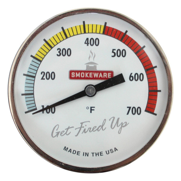 SmokeWare Temperature Gauge – 3-inch Face, 0-700°F Range, Multi-Color White, Replacement Thermometer for Big Green Egg Grills, Made in The USA