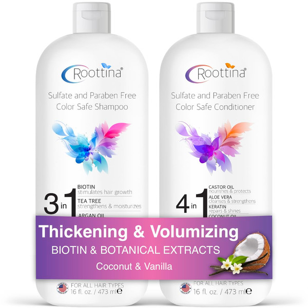 Hair Thickening Shampoo and Conditioner Set for Thinning Hair and Hair Loss Concerns – Volumizing Formula With Biotin & DHT Blockers, Sulfate-Free, Color-Safe, for Women & Men, Made in USA, 16fl oz x2 Hair Thickening Shampoo and Conditioner Set for Thinning Hair and Hair Loss Concerns – Volumizing Formula With Biotin & DHT Blockers, Sulfate-Free, Color-Safe, for Women & Men, Made in USA, 16fl oz x2